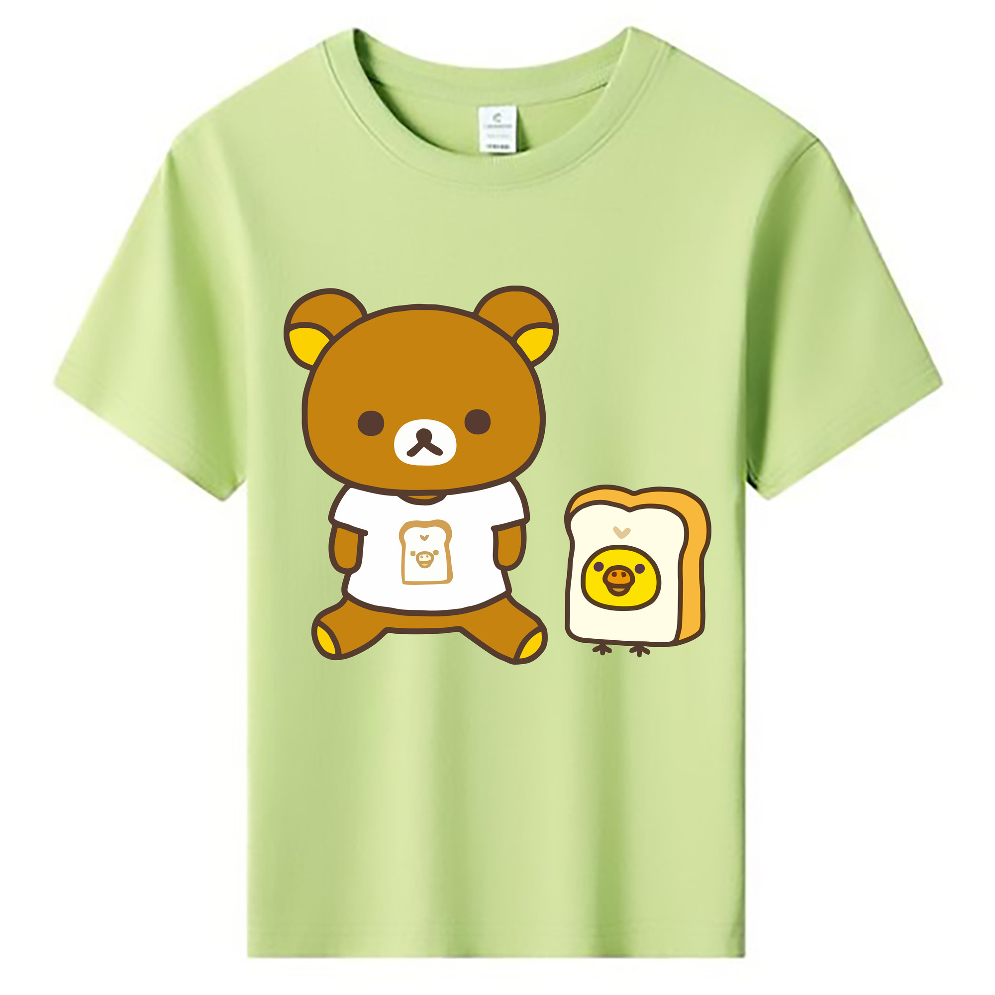 （画像用） リラックマ リラックマ キイロイトリ Rilakkuma Korilakkuma Kiiroitori 綿100％キッズTシャツ（フロントプリント）